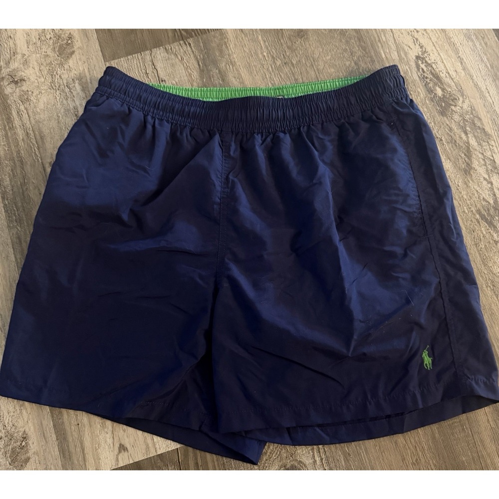 Polo Ralph Lauren Mens Navy Blue Swim Trunks Red Pony Logo Mesh Lined Xlarge